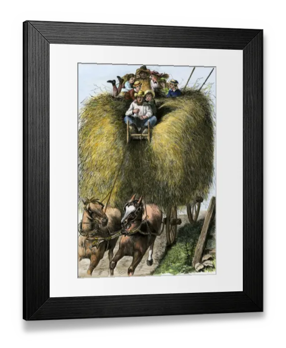 Framed Print : A hay ride, 1800s