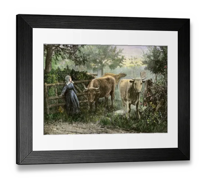 Framed Print : Daughter bringing the cattle home Framed Print : Daughter bringing the cattle home