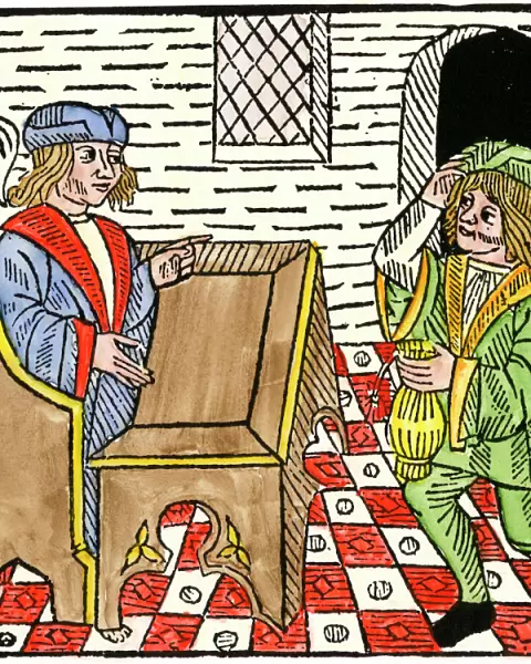 Peasant paying rent in the late Middle Ages