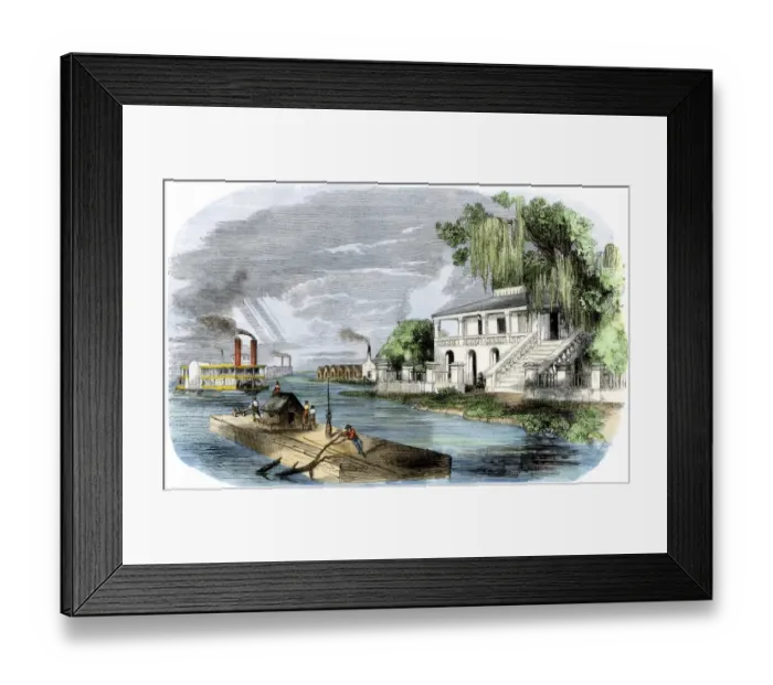 Framed Print : Boats on the lower Mississippi River, 1850s