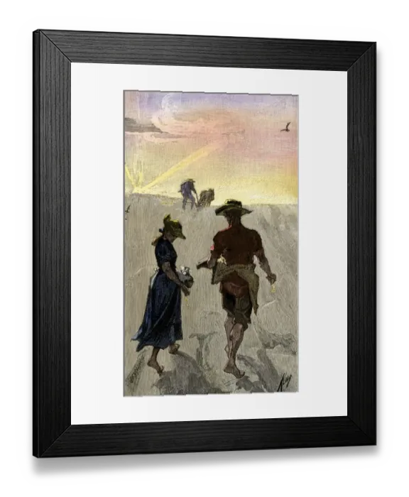 Framed Print : Homesteaders planting corn on the prairie Framed Print : Homesteaders planting corn on the prairie