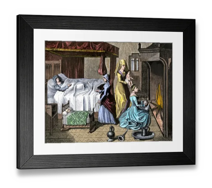 Framed Print : Medieval mother and her newborn infant
