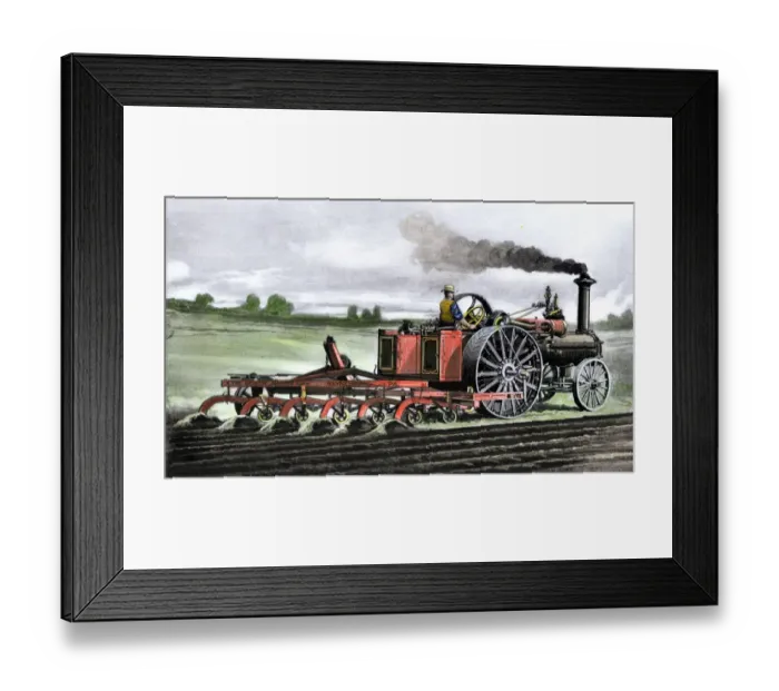 Framed Print : Steam plow on a Dakota farm, 1890s