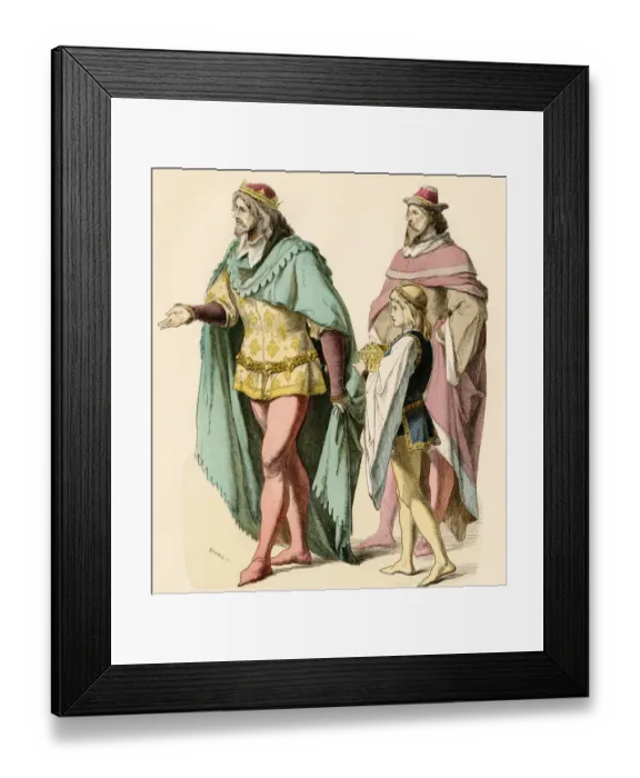 Framed Print : Medieval prince and his attendants Framed Print : Medieval prince and his attendants