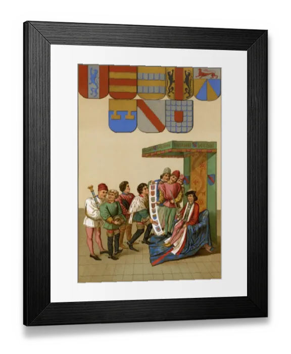 Framed Print : Identifying knights in a tournament through heraldry Framed Print : Identifying knights in a tournament through heraldry