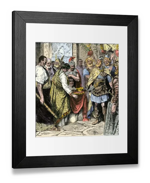 Framed Print : Odoacer compels the abdication of Romulus Framed Print : Odoacer compels the abdication of Romulus
