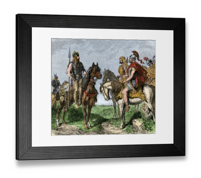 Framed Print : Hannibal meets with Gauls on his way to invade Rome Framed Print : Hannibal meets with Gauls on his way to invade Rome