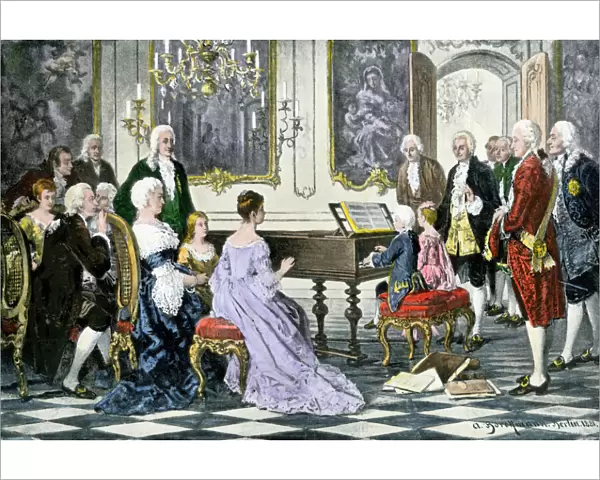 Mozart and his sister playing for Empress Maria Theresa