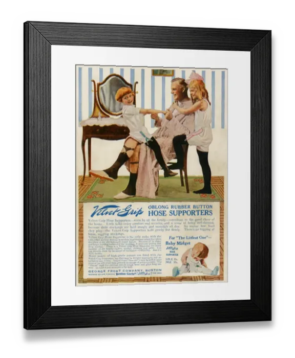 Framed Print : Garter advertisement, early 1900s
