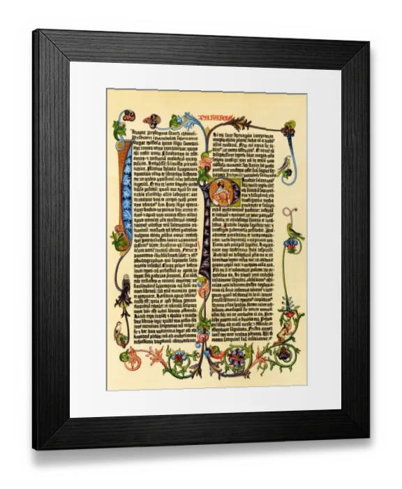 Framed Print : Page of Gutenbergs 42-line Bible