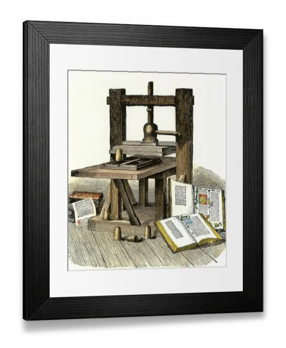 Framed Print : Gutenbergs printing press