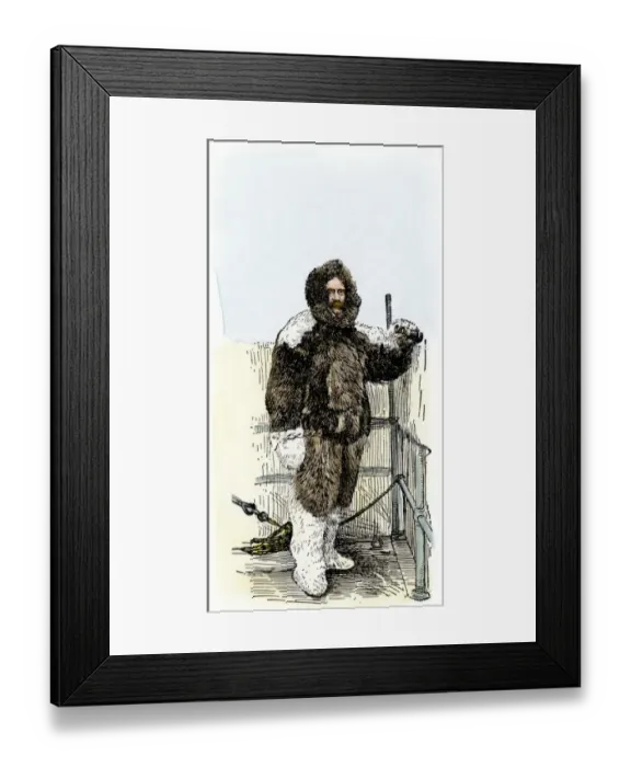 Framed Print : North Pole explorer Robert Edwin Peary in his fur suit and boots Framed Print : North Pole explorer Robert Edwin Peary in his fur suit and boots