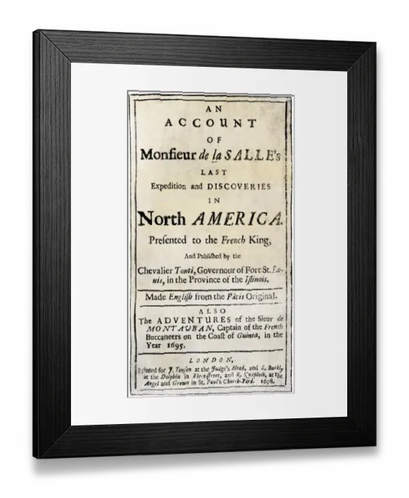 Framed Print : Title page of Henri de Tontis account of the La Salle expedition