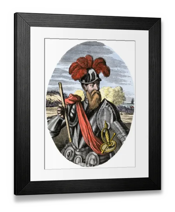 Framed Print : Francisco Pizarro portrait in full armor Framed Print : Francisco Pizarro portrait in full armor