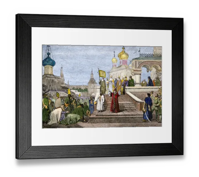 Framed Print : Tsar Peter I at the Troitsa Monastery receiving the deputations of the Streltsi Framed Print : Tsar Peter I at the Troitsa Monastery receiving the deputations of the Streltsi