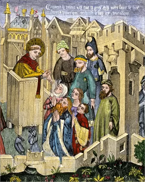 Apostle preaching Christianity, a medieval depiction