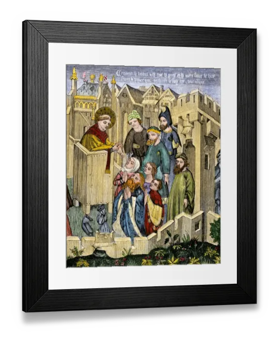 Framed Print : Apostle preaching Christianity, a medieval depiction Framed Print : Apostle preaching Christianity, a medieval depiction