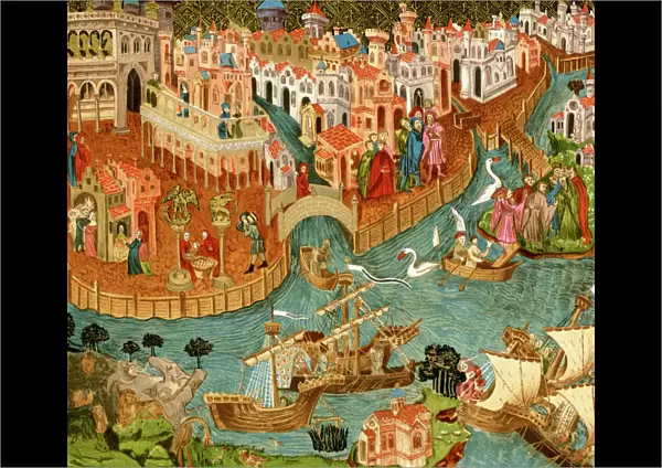 Marco Polo leaving Venice, 1300s