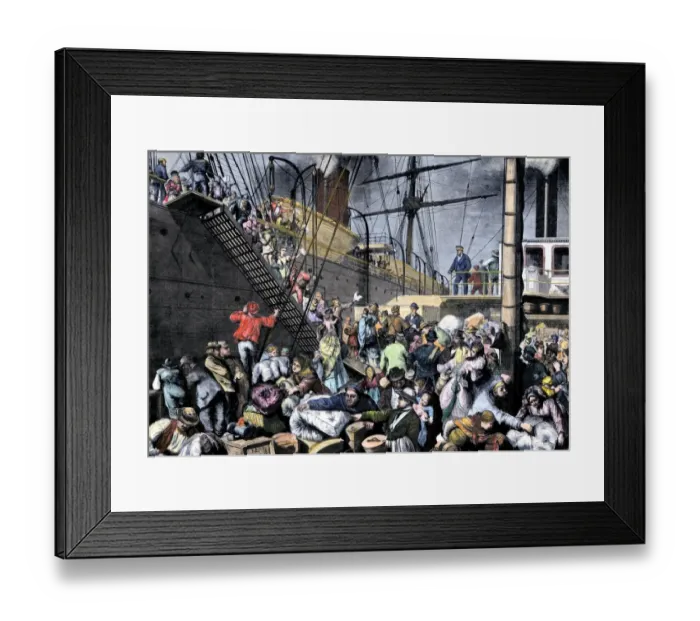 Framed Print : German emigrants for New York embarking on Hamburg steamer Framed Print : German emigrants for New York embarking on Hamburg steamer