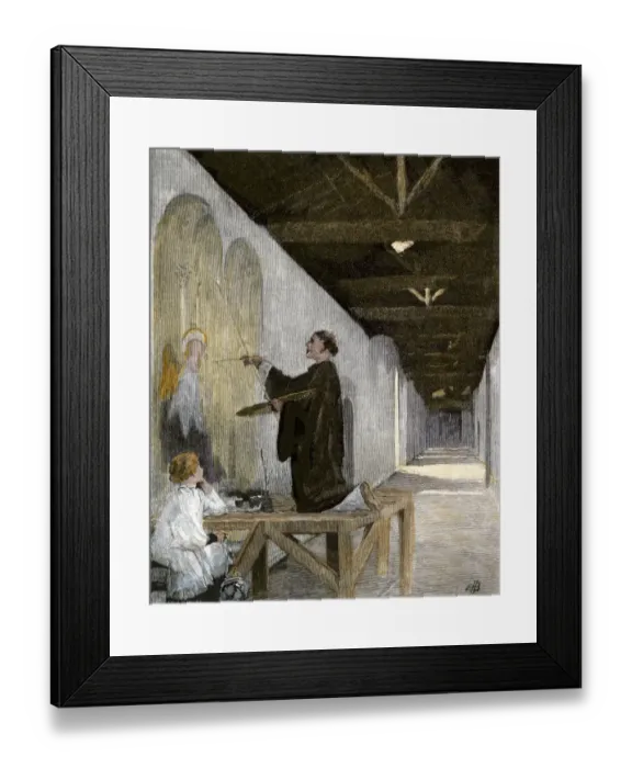 Framed Print : Artist painting a fresco in Florence during the Renaissance Framed Print : Artist painting a fresco in Florence during the Renaissance