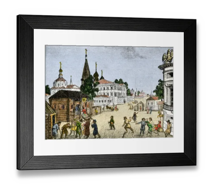 Framed Print : A street in Moscow in the time of Catherine the Great Framed Print : A street in Moscow in the time of Catherine the Great