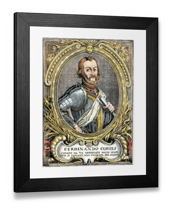 Framed Print : Spanish conquistador and explorer Hernando Cortes Framed Print : Spanish conquistador and explorer Hernando Cortes
