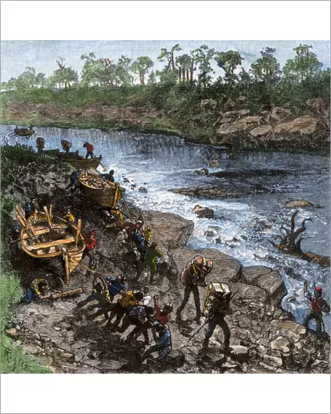 Portage around whitewater on a frontier river