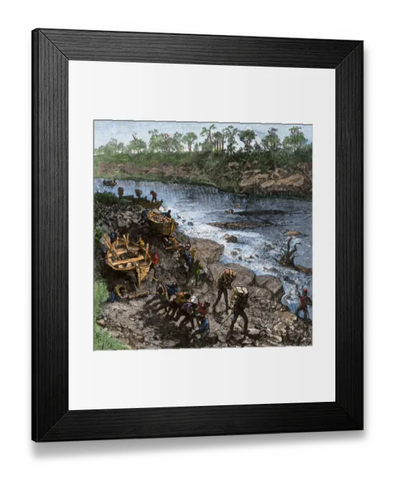 Framed Print : Portage around whitewater on a frontier river Framed Print : Portage around whitewater on a frontier river