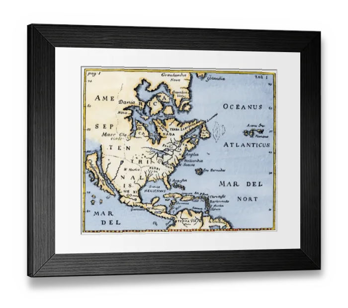Framed Print : Map of North America as known in the mid-1600s Framed Print : Map of North America as known in the mid-1600s