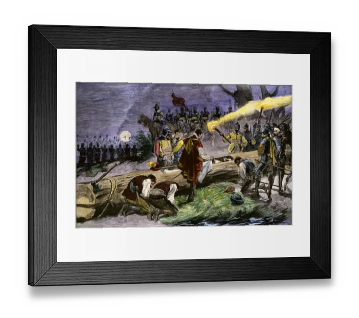 Framed Print : Burial of Hernando DeSoto in the Mississippi River to keep his death secret Framed Print : Burial of Hernando DeSoto in the Mississippi River to keep his death secret