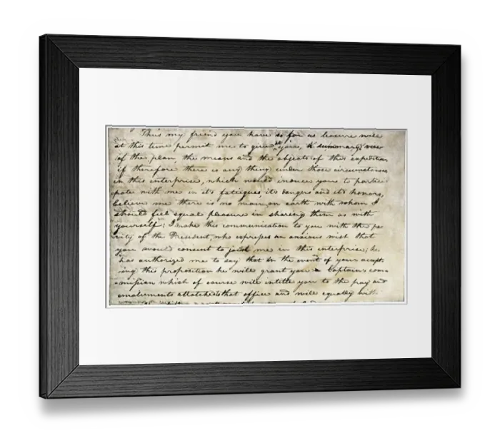 Framed Print : William Clarks invitation from Meriwether Lewis, 1804
