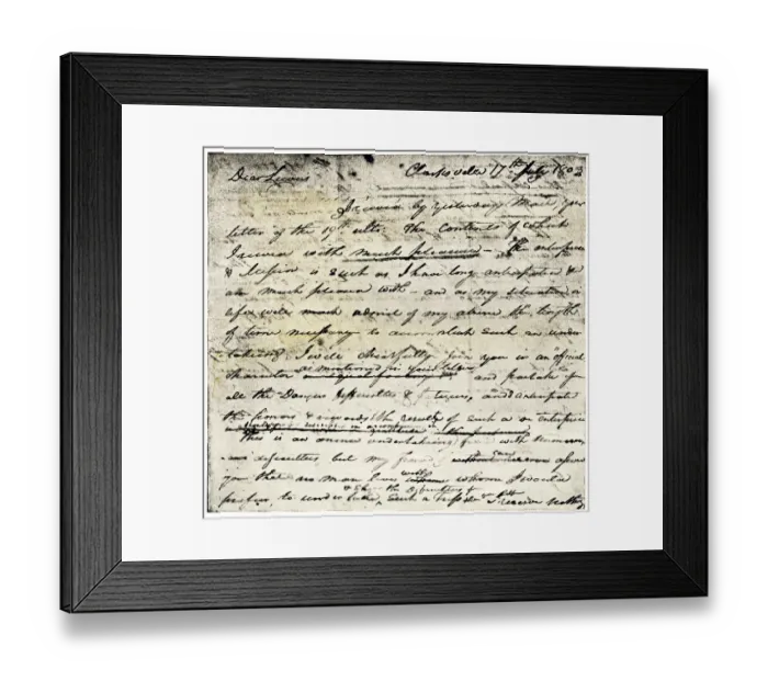 Framed Print : William Clarks letter accepting Lewiss invitation to join the Corps of Framed Print : William Clarks letter accepting Lewiss invitation to join the Corps of