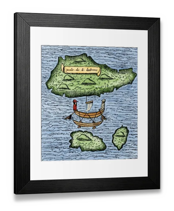 Framed Print : Mariana Islands in the Pacific discovered by Magellan, 1521