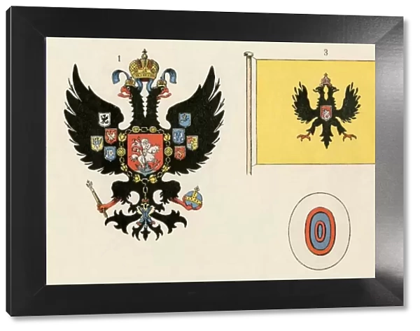 Imperial flag and arms of Russia, 1900