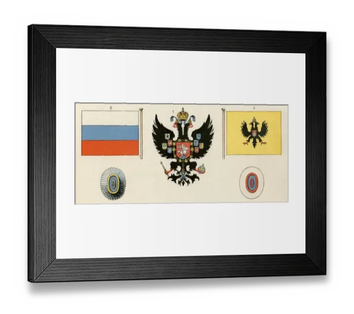 Framed Print : Imperial flag and arms of Russia, 1900 Framed Print : Imperial flag and arms of Russia, 1900