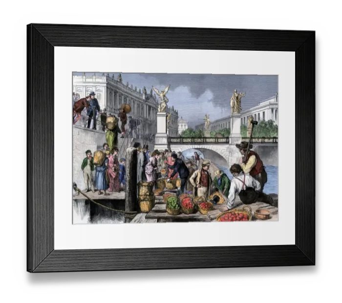 Framed Print : Farmers market in Berlin, Germany, 1870s Framed Print : Farmers market in Berlin, Germany, 1870s