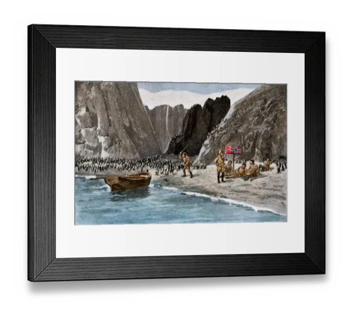 Framed Print : Borchgrevink marking the Antarctic mainland for Norway, 1894 Framed Print : Borchgrevink marking the Antarctic mainland for Norway, 1894