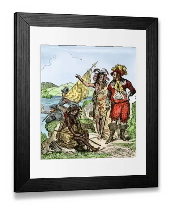 Framed Print : De Soto discovering the Mississippi River after an overland journey