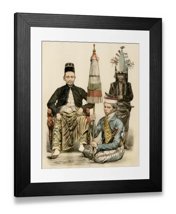 Framed Print : Java official and his attendants, 1800s Framed Print : Java official and his attendants, 1800s