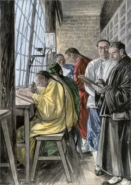 Engravers preparing books in China