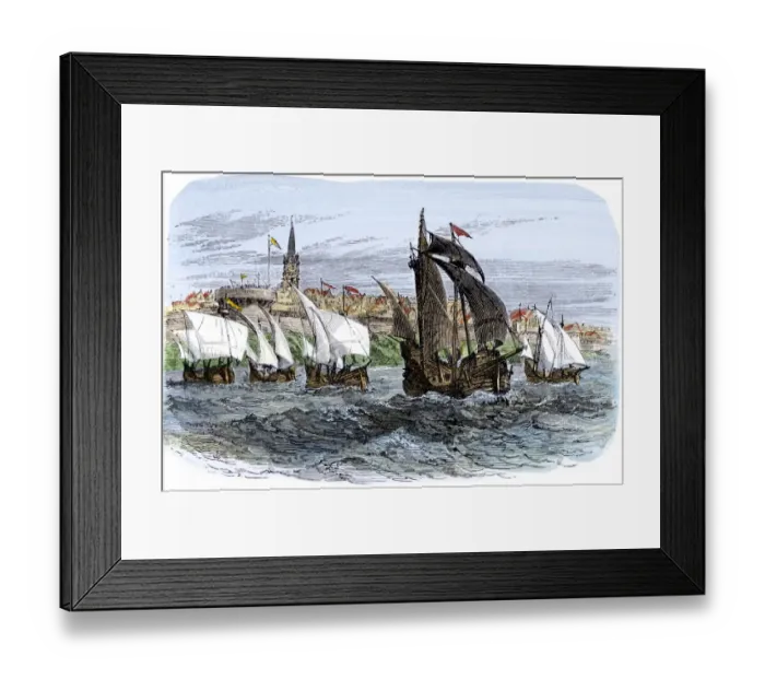 Framed Print : Cartiers ships leaving St Framed Print : Cartiers ships leaving St