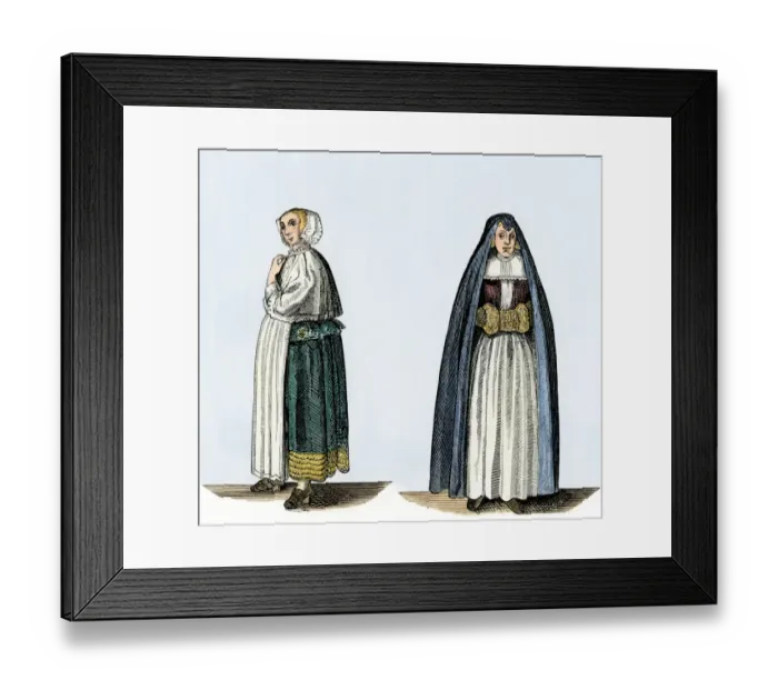 Framed Print : Dutch womens clothing, 1600s