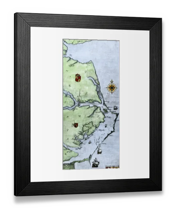 Framed Print : John Whites map of the Virginia Framed Print : John Whites map of the Virginia