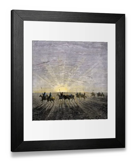 Framed Print : Horse caravan crossing the Gobi Desert Framed Print : Horse caravan crossing the Gobi Desert
