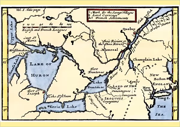 French map of the Great Lakes, 1703