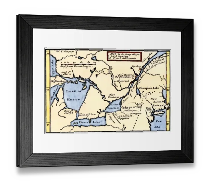 Framed Print : French map of the Great Lakes, 1703 Framed Print : French map of the Great Lakes, 1703