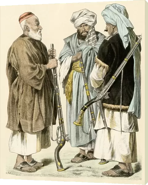 Afghan men in the Khyber Pass, 1800s