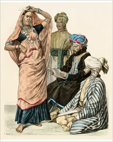 Afghan men and an Indian dancer