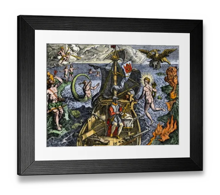 Framed Print : Magellan sails around South America to circumnavigate the earth Framed Print : Magellan sails around South America to circumnavigate the earth
