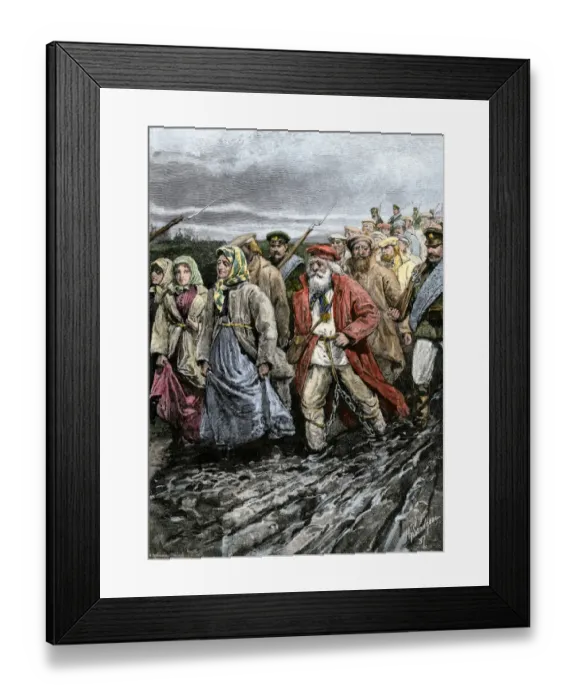 Framed Print : Russian political prisoners sent to Siberia, 1880s Framed Print : Russian political prisoners sent to Siberia, 1880s